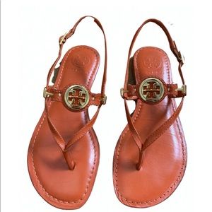 Tory Burch Ali Orange Logo Sandals 8